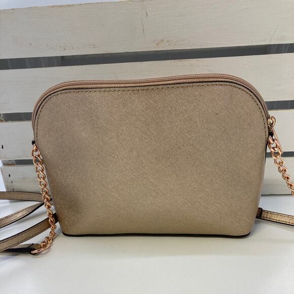 MICHAEL KORS, SMALL CINDY GOLD LEATHER CROSSBODY BAG - Picture 4 of 12